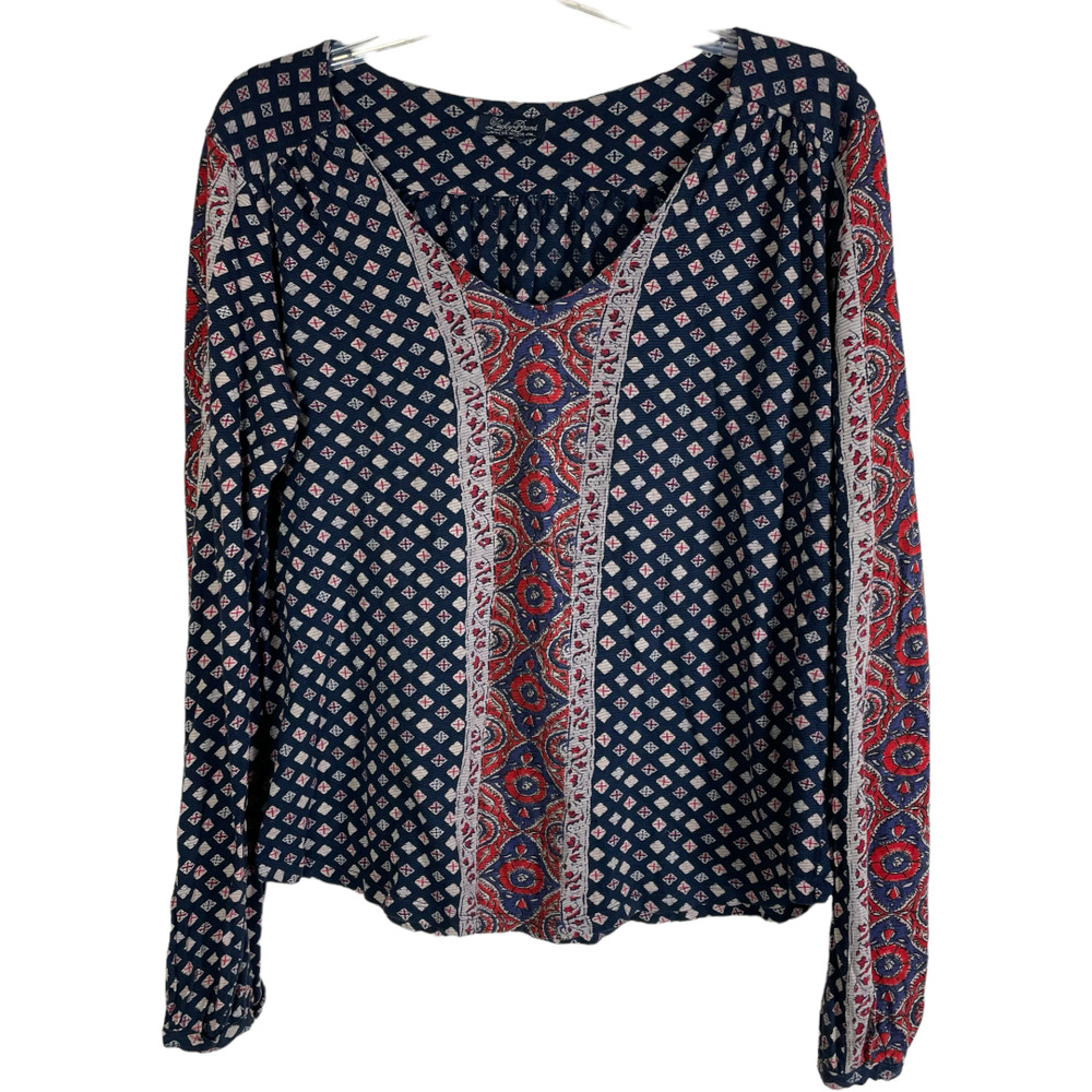 Lucky Brand cotton long sleeves babydoll top size M